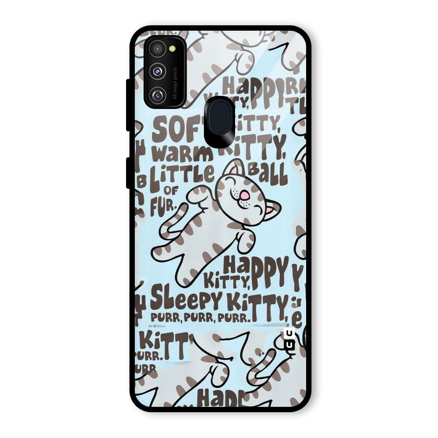 Kitty Pattern Glass Back Case for Galaxy M30s