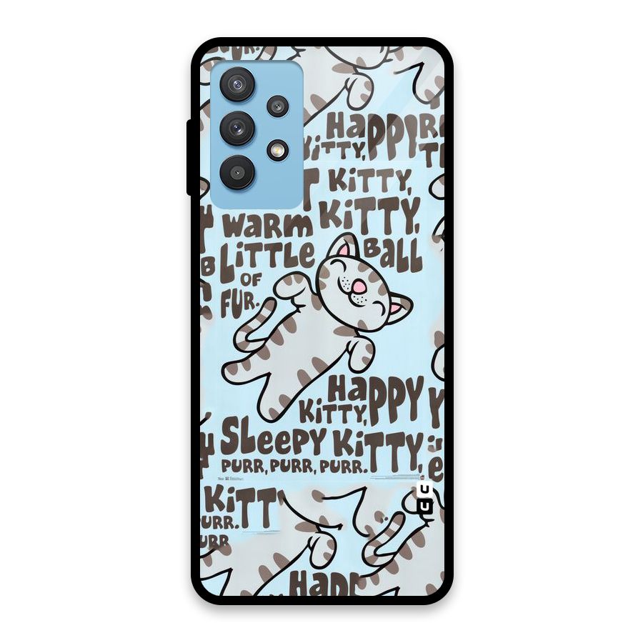 Kitty Pattern Glass Back Case for Galaxy M32 5G
