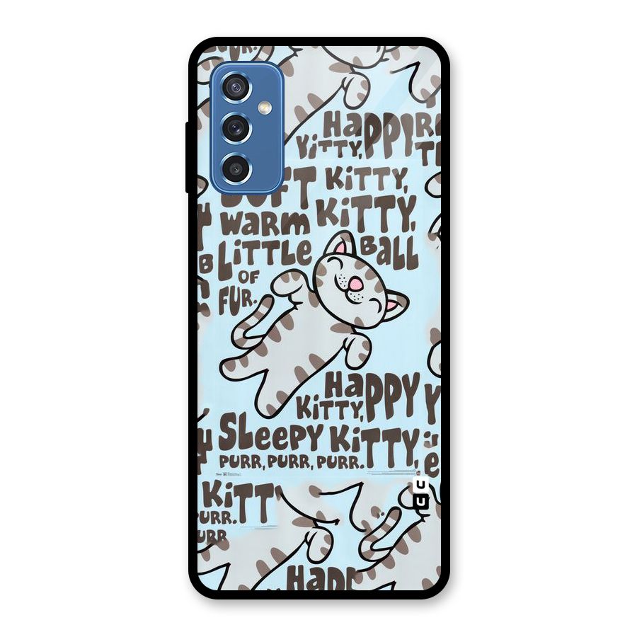 Kitty Pattern Glass Back Case for Galaxy M52 5G