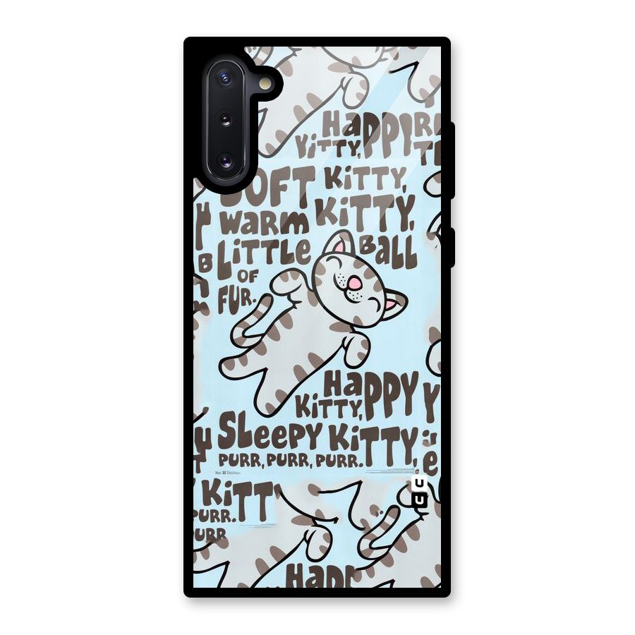 Kitty Pattern Glass Back Case for Galaxy Note 10