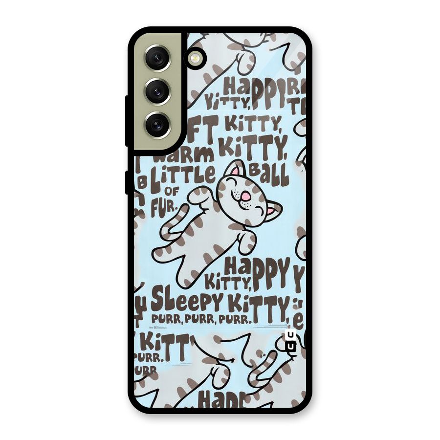 Kitty Pattern Glass Back Case for Galaxy S21 FE 5G
