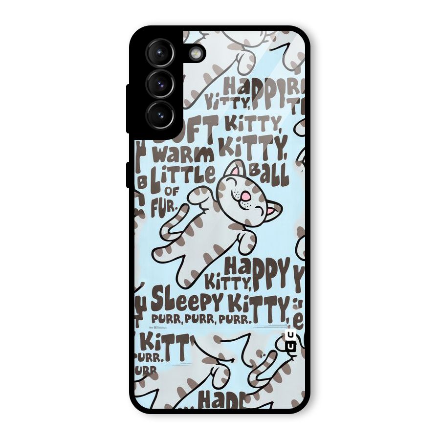 Kitty Pattern Glass Back Case for Galaxy S21 Plus