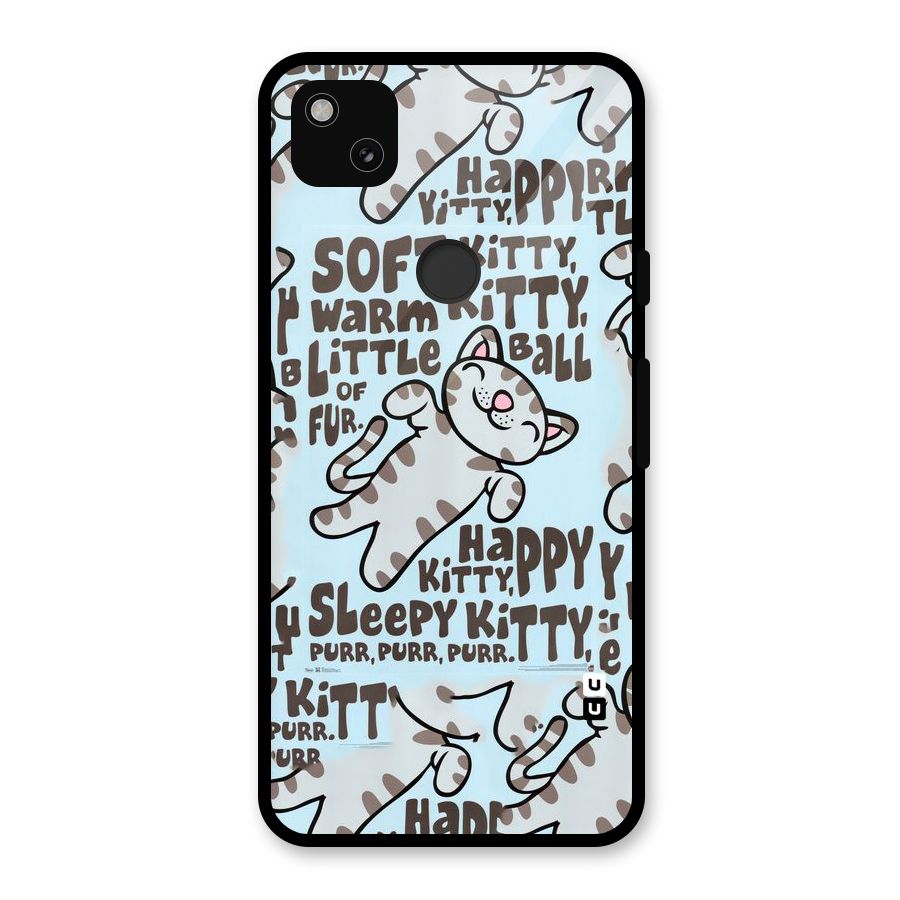 Kitty Pattern Glass Back Case for Google Pixel 4a