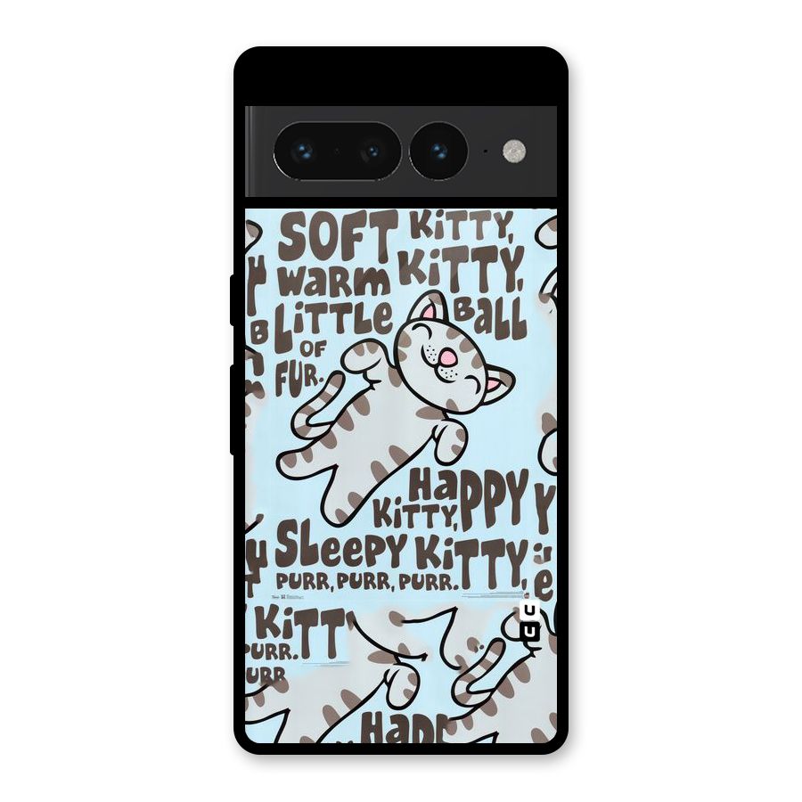 Kitty Pattern Glass Back Case for Google Pixel 7 Pro