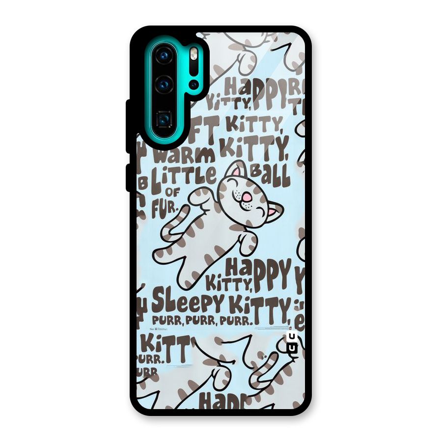 Kitty Pattern Glass Back Case for Huawei P30 Pro