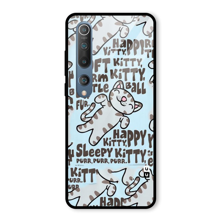 Kitty Pattern Glass Back Case for Mi 10