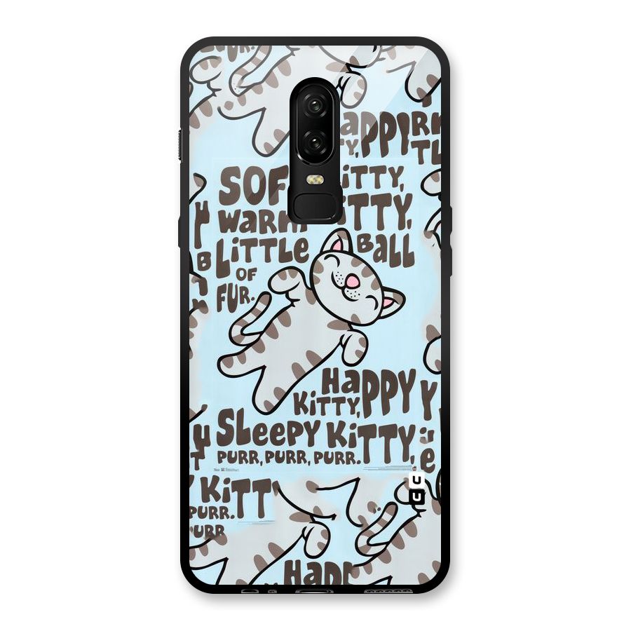 Kitty Pattern Glass Back Case for OnePlus 6