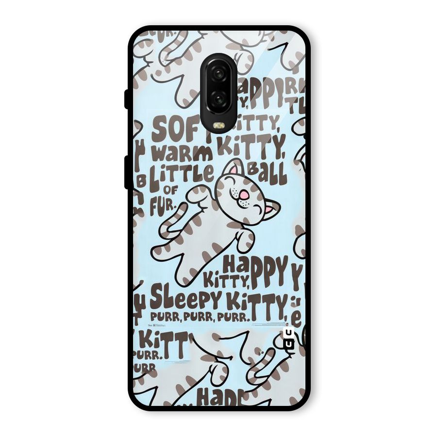Kitty Pattern Glass Back Case for OnePlus 6T