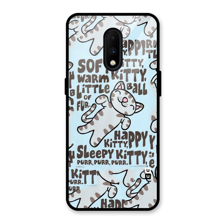 Kitty Pattern Glass Back Case for OnePlus 7