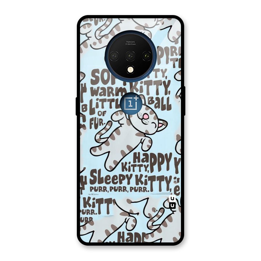 Kitty Pattern Glass Back Case for OnePlus 7T