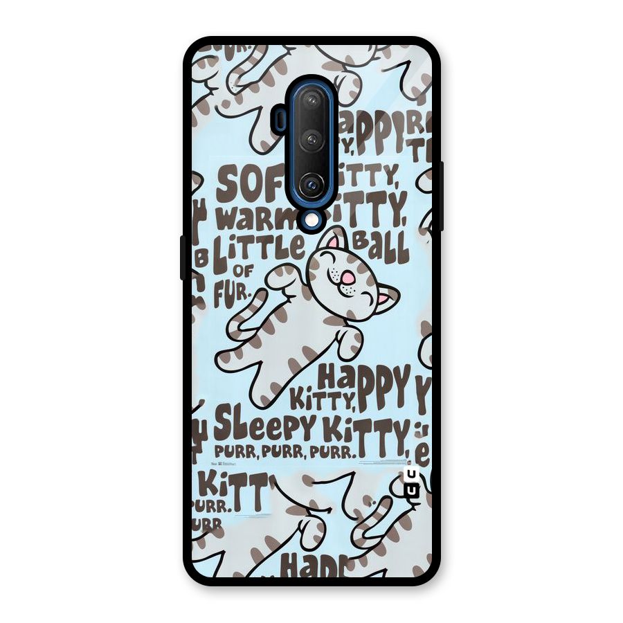 Kitty Pattern Glass Back Case for OnePlus 7T Pro