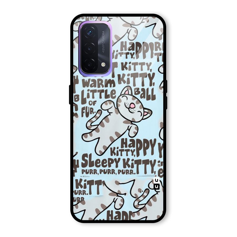 Kitty Pattern Glass Back Case for Oppo A74 5G