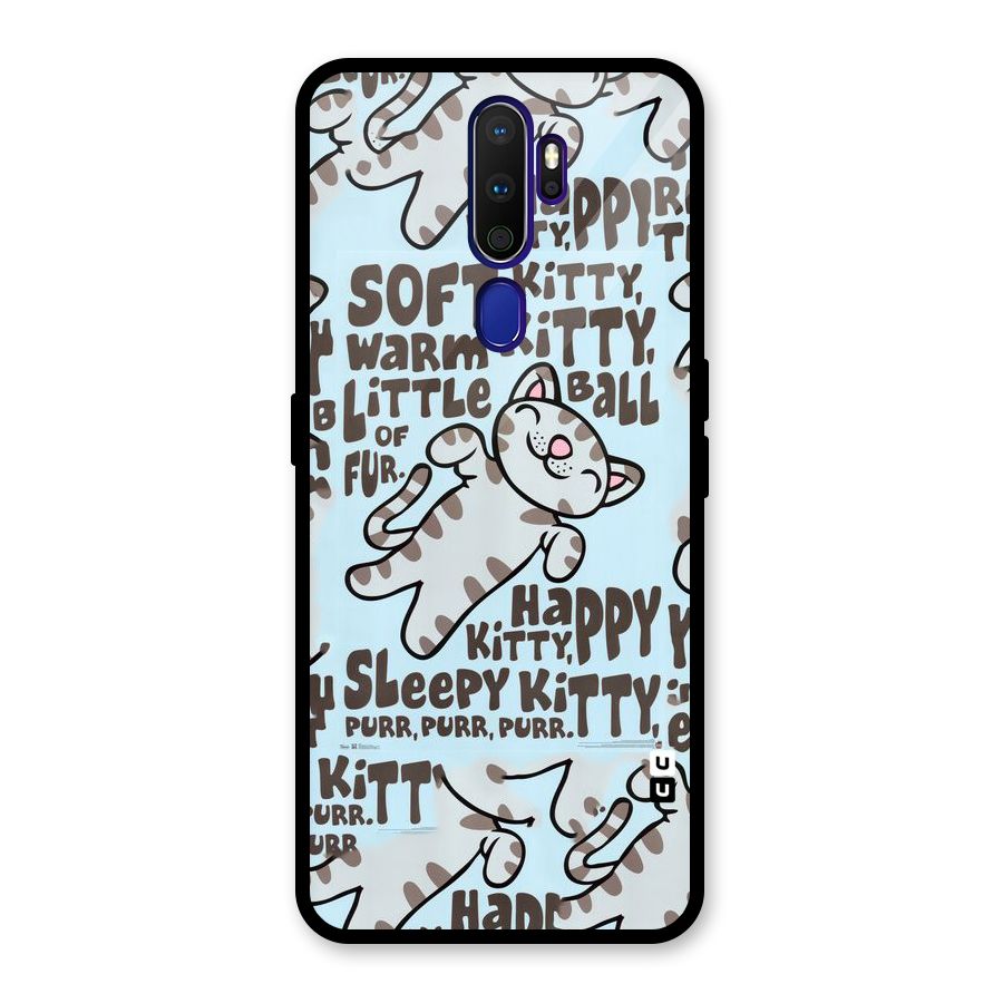 Kitty Pattern Glass Back Case for Oppo A9 (2020)