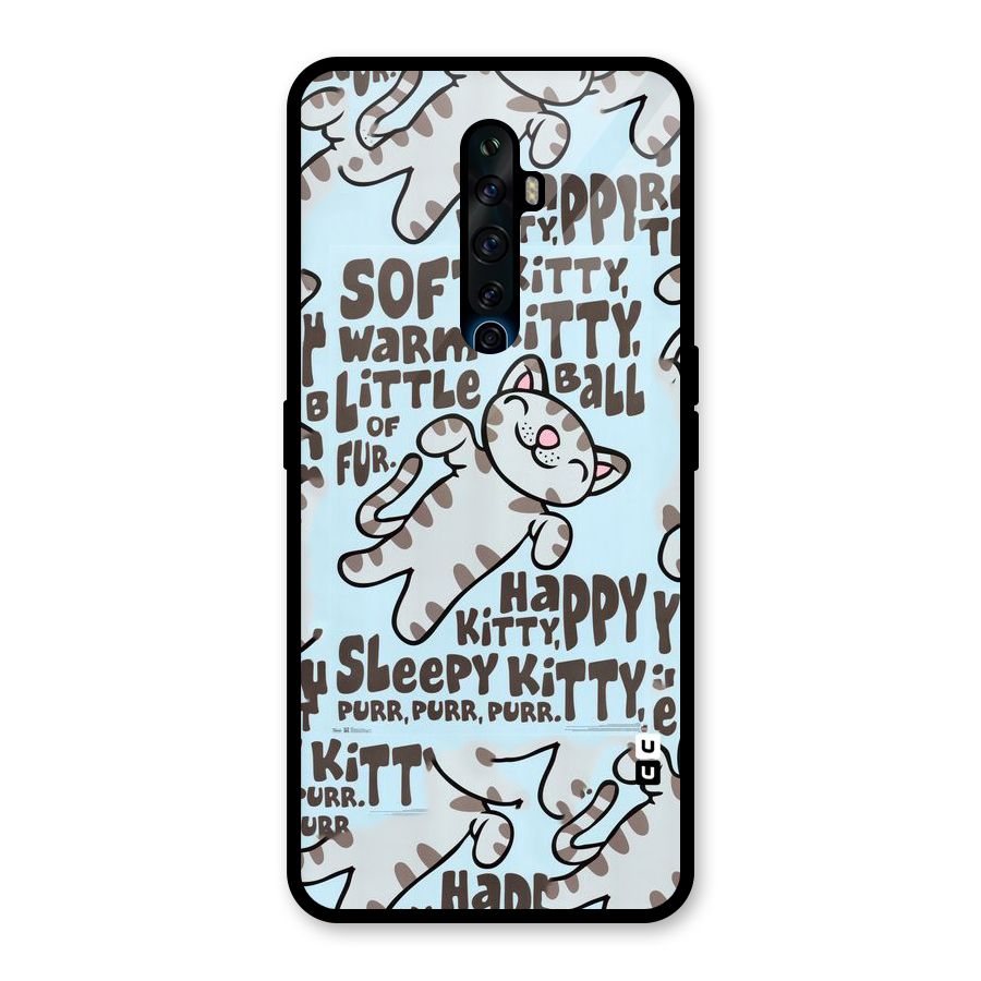 Kitty Pattern Glass Back Case for Oppo Reno2 F