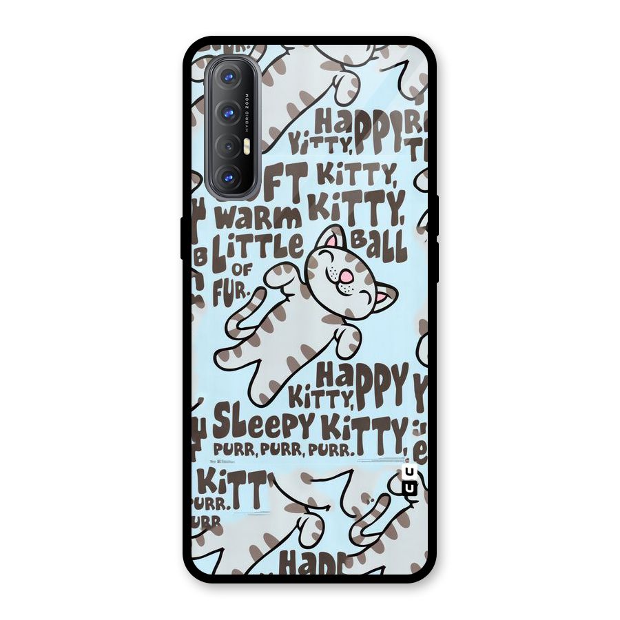 Kitty Pattern Glass Back Case for Oppo Reno3 Pro