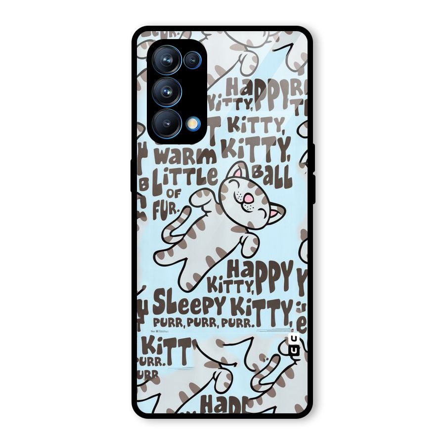 Kitty Pattern Glass Back Case for Oppo Reno5 Pro 5G