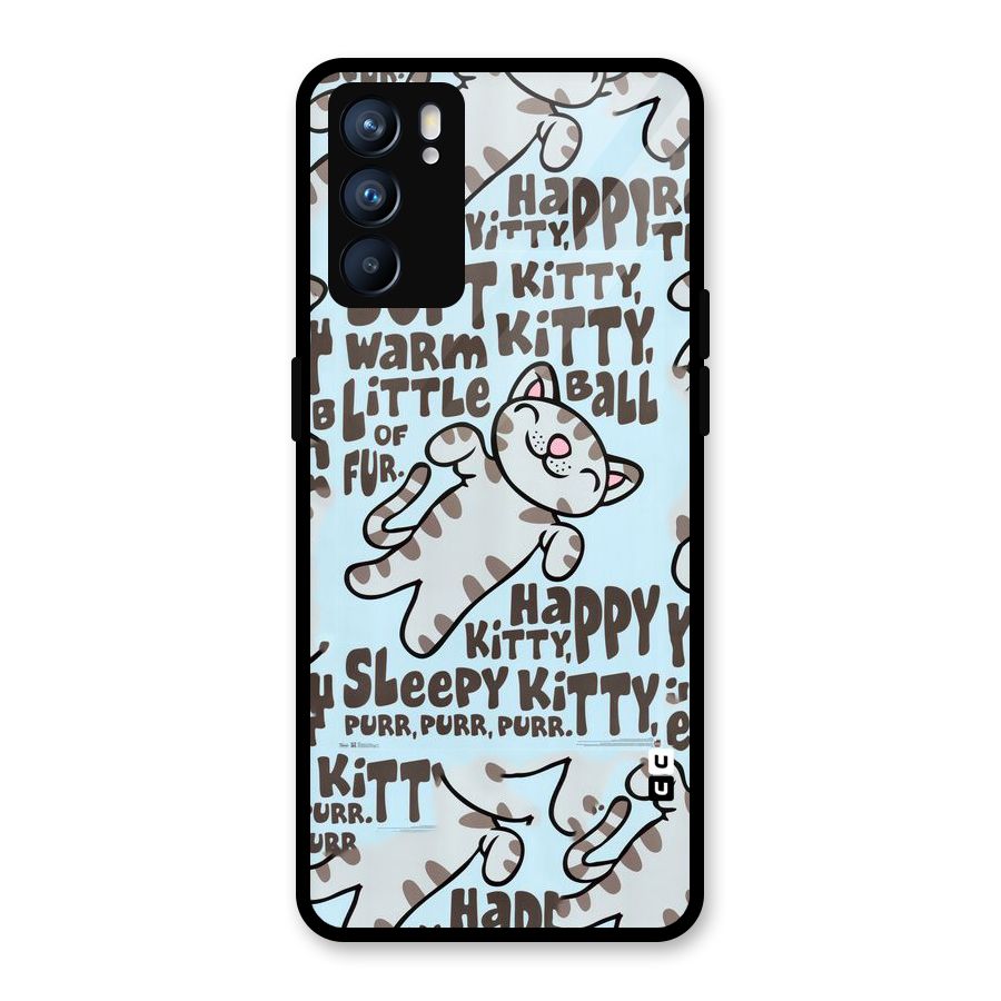 Kitty Pattern Glass Back Case for Oppo Reno6 5G