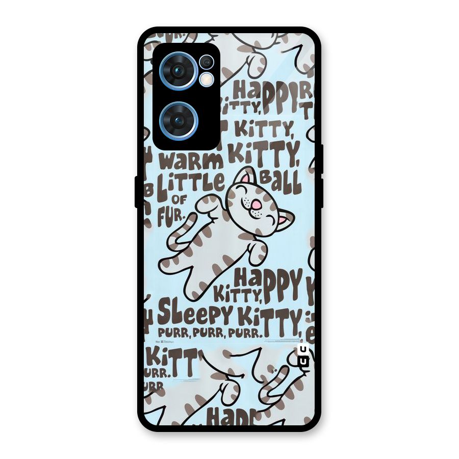 Kitty Pattern Glass Back Case for Oppo Reno7 5G