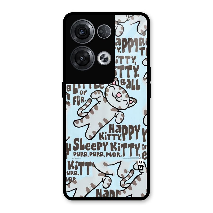 Kitty Pattern Glass Back Case for Oppo Reno8 Pro 5G