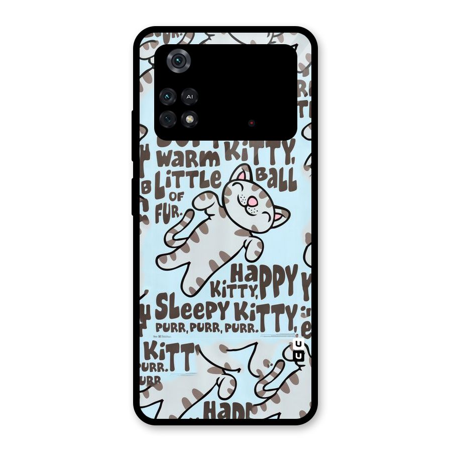 Kitty Pattern Glass Back Case for Poco M4 Pro 4G