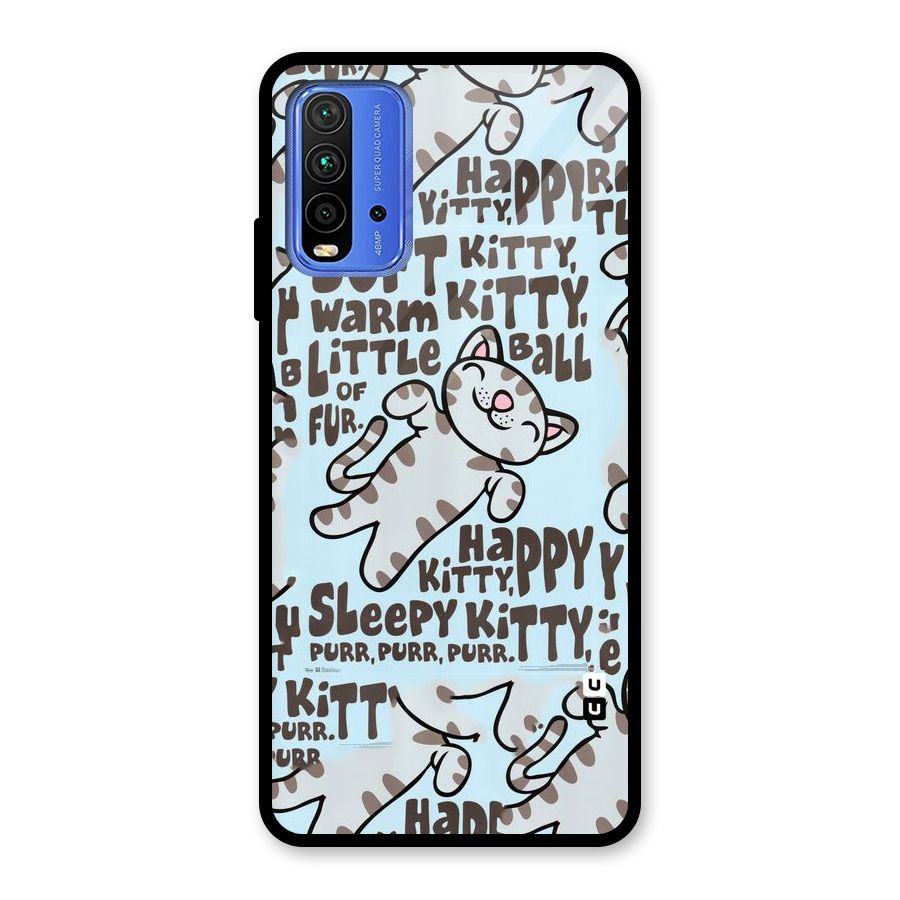 Kitty Pattern Glass Back Case for Redmi 9 Power