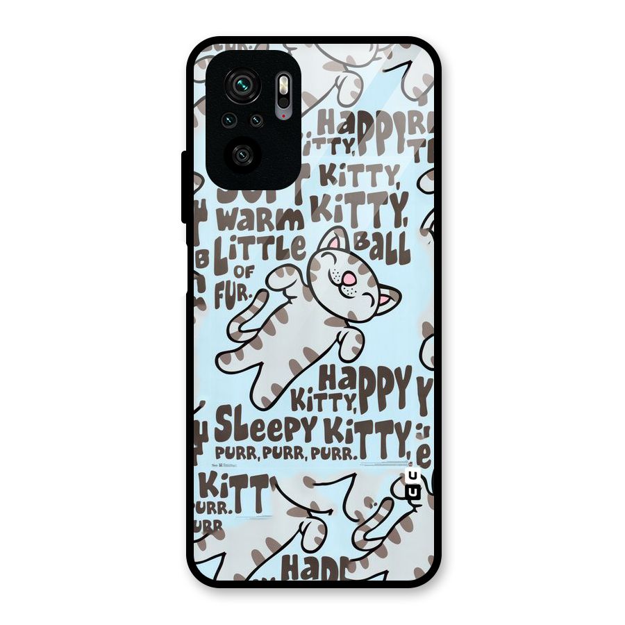 Kitty Pattern Glass Back Case for Redmi Note 10S