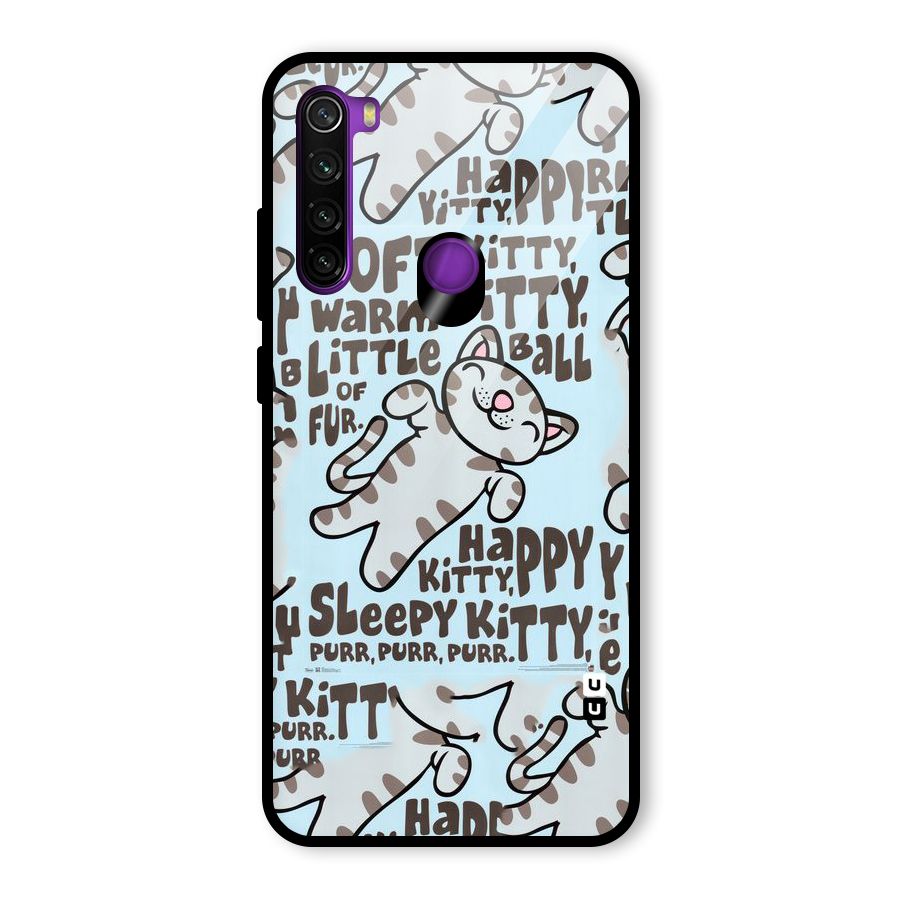 Kitty Pattern Glass Back Case for Redmi Note 8
