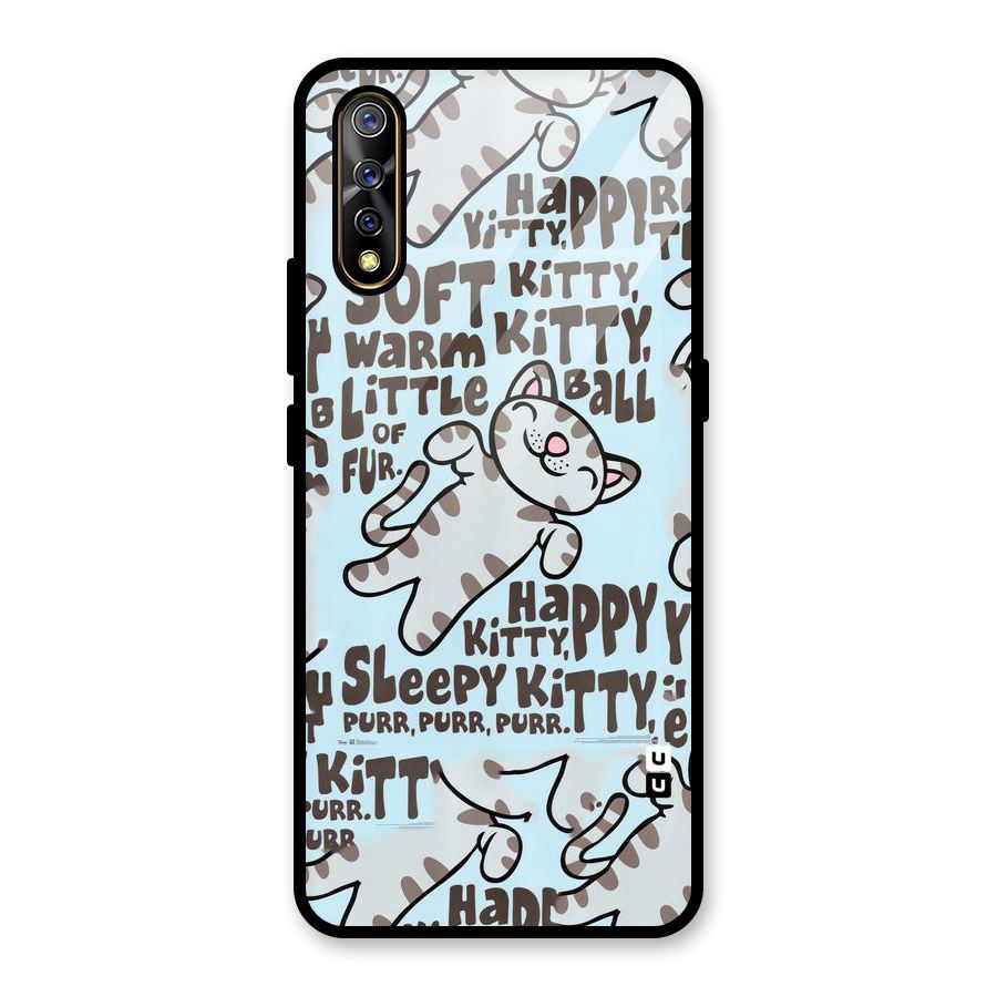 Kitty Pattern Glass Back Case for Vivo S1