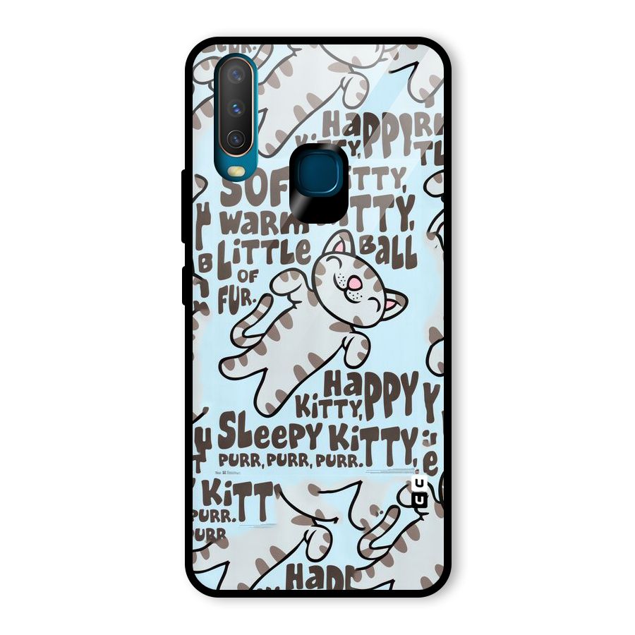 Kitty Pattern Glass Back Case for Vivo U10