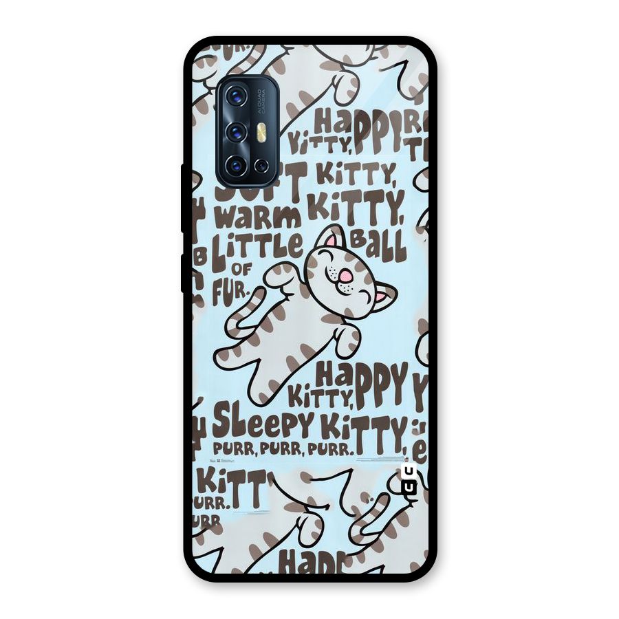 Kitty Pattern Glass Back Case for Vivo V17