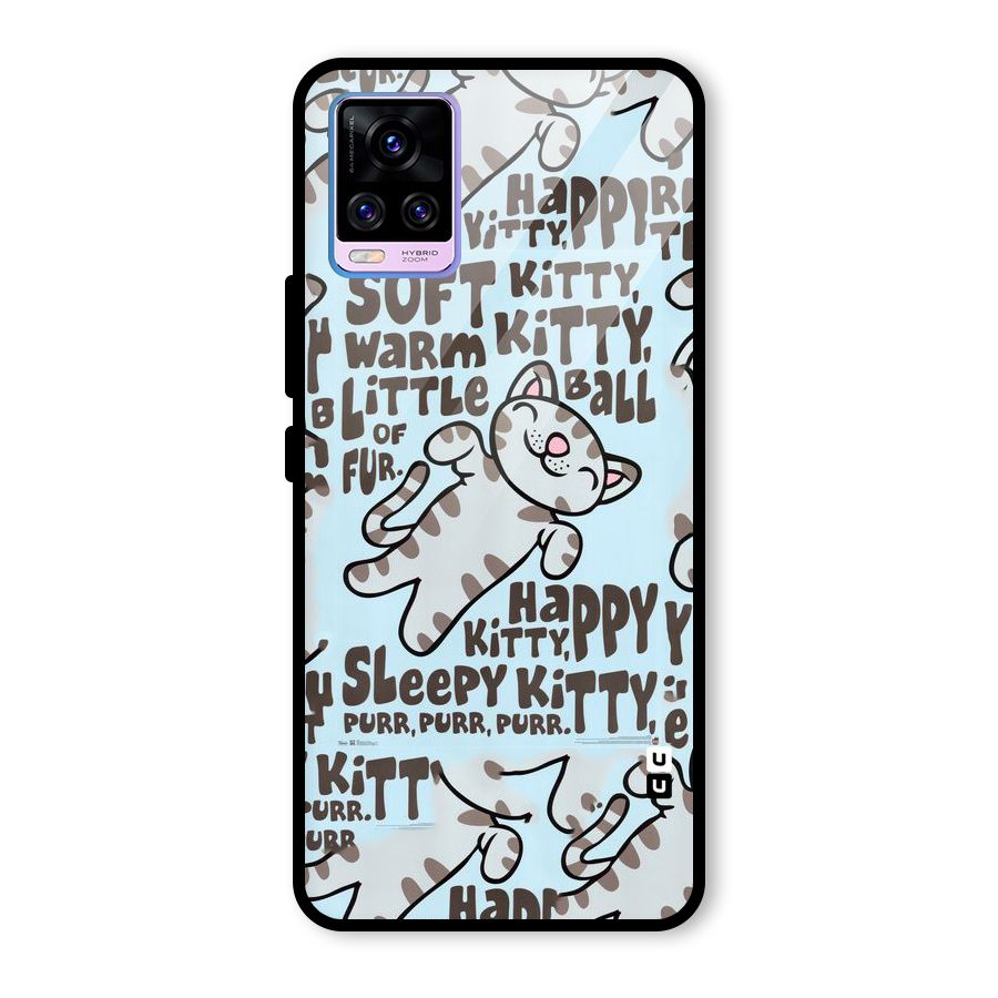 Kitty Pattern Glass Back Case for Vivo V20 Pro
