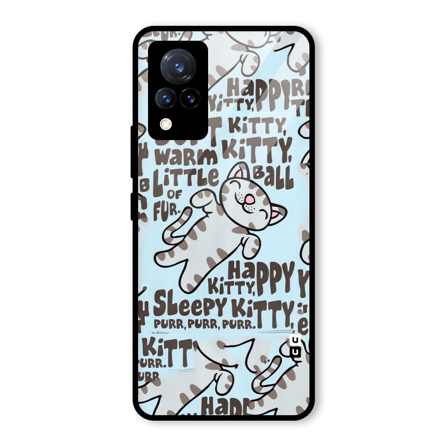 Kitty Pattern Glass Back Case for Vivo V21 5G
