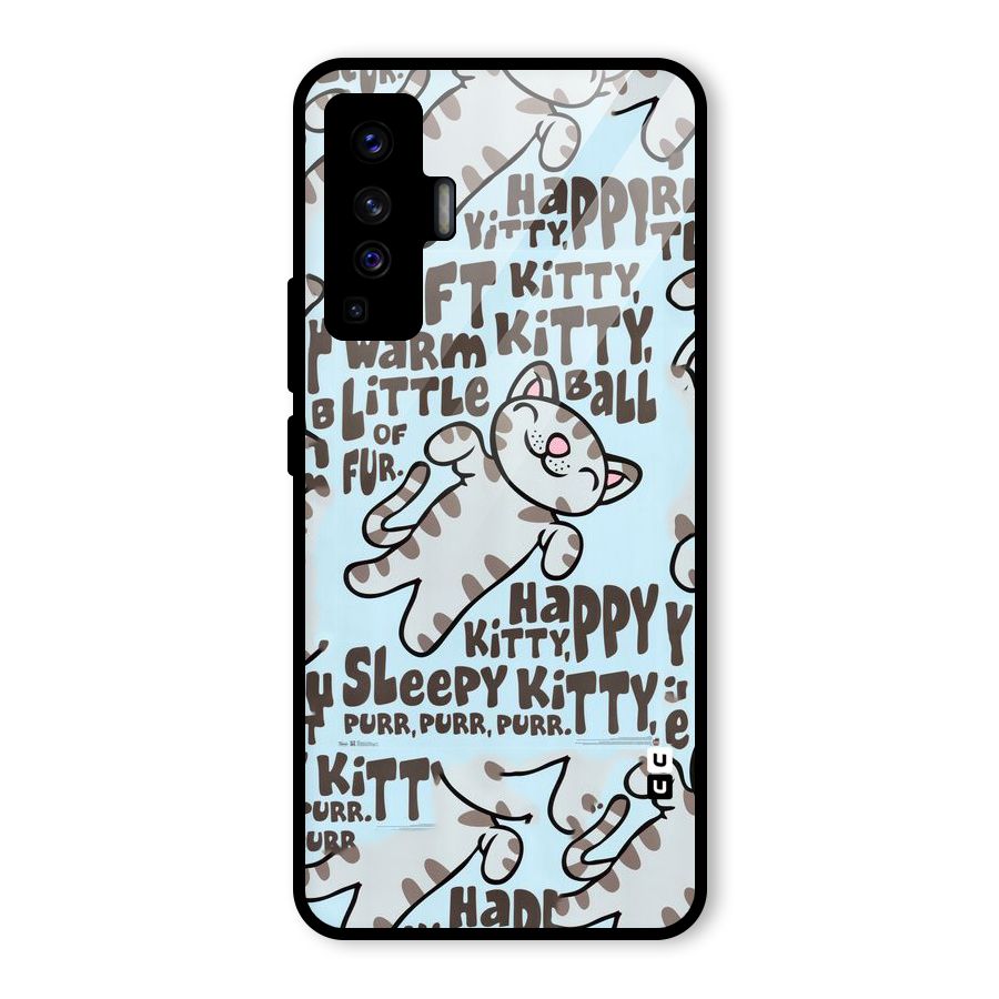 Kitty Pattern Glass Back Case for Vivo X50