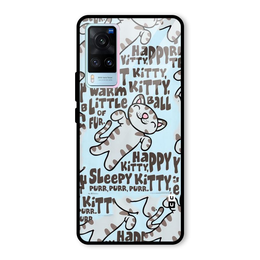 Kitty Pattern Glass Back Case for Vivo X60