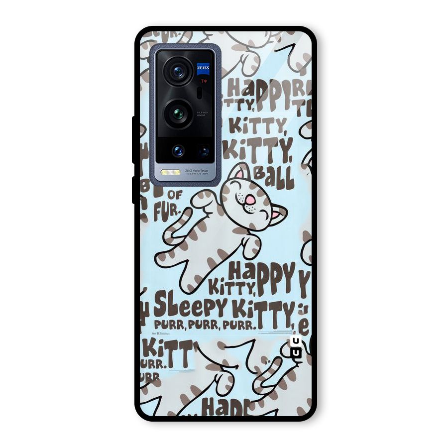 Kitty Pattern Glass Back Case for Vivo X60 Pro Plus