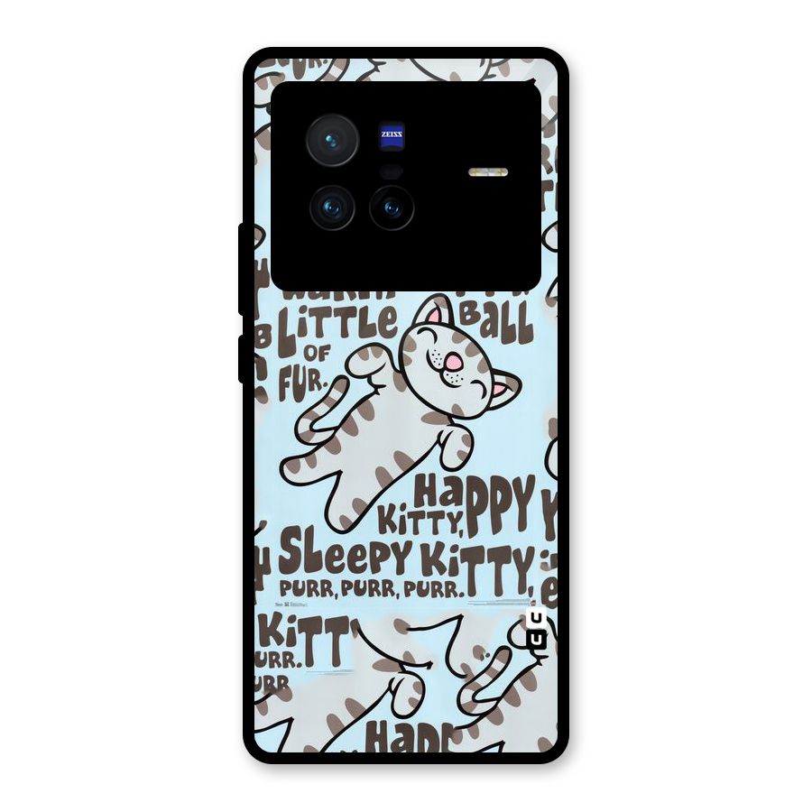 Kitty Pattern Glass Back Case for Vivo X80