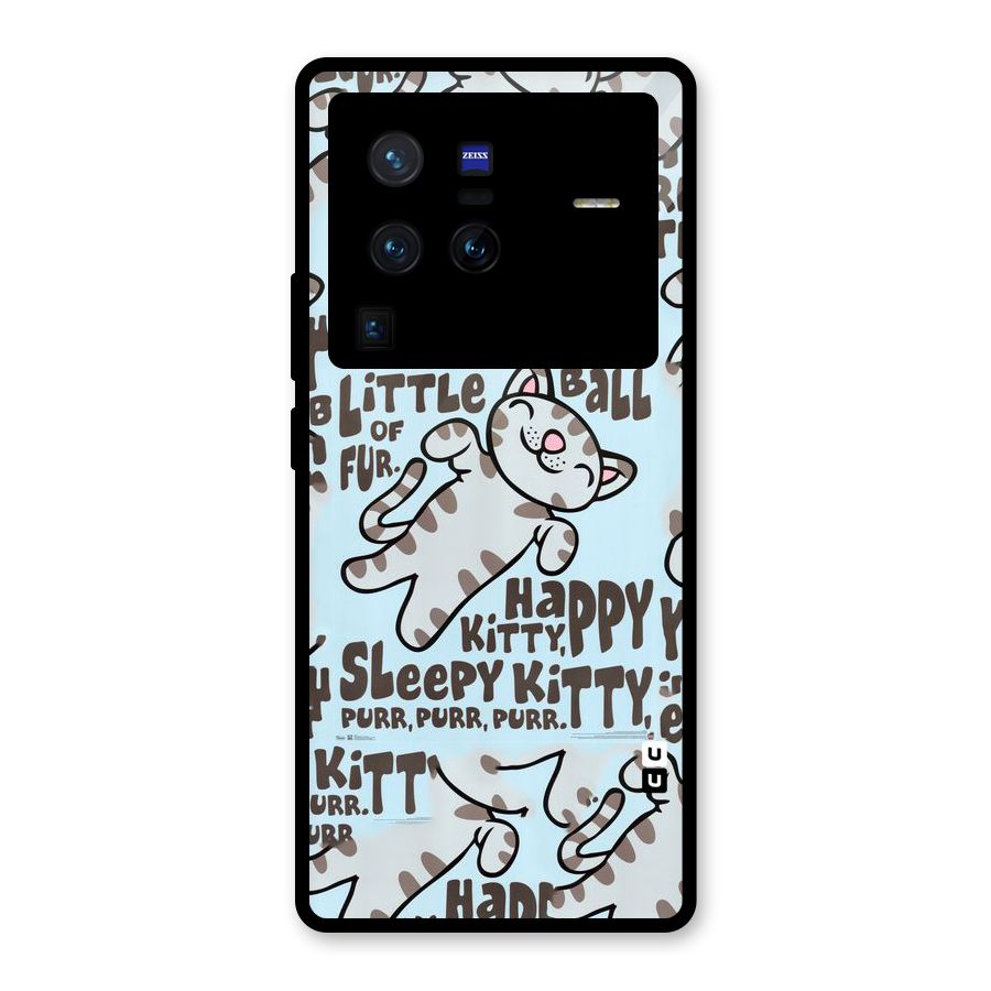 Kitty Pattern Glass Back Case for Vivo X80 Pro