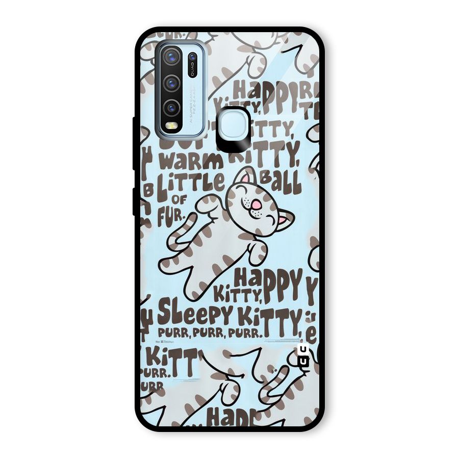 Kitty Pattern Glass Back Case for Vivo Y30