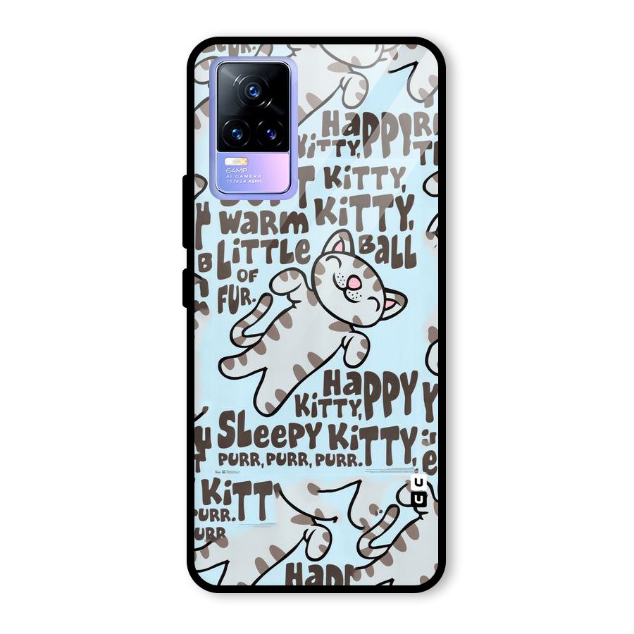 Kitty Pattern Glass Back Case for Vivo Y73