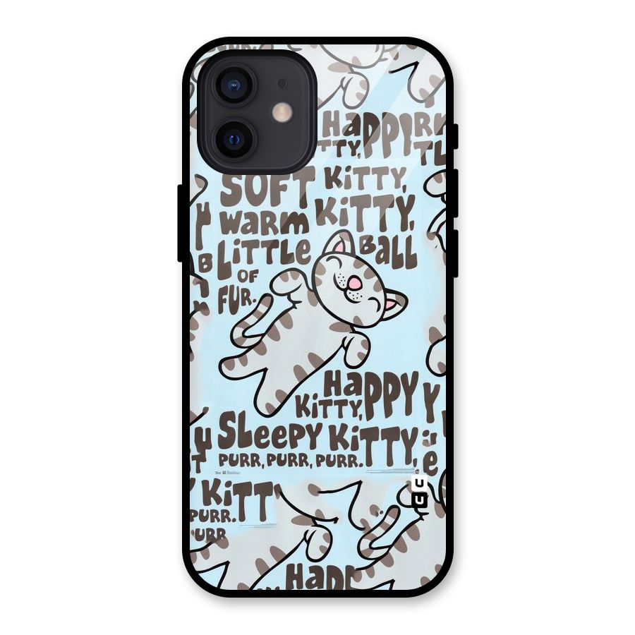 Kitty Pattern Glass Back Case for iPhone 12
