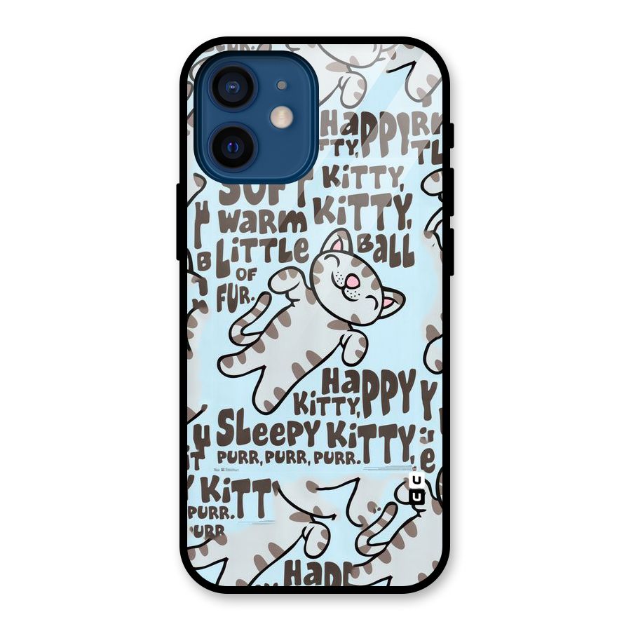 Kitty Pattern Glass Back Case for iPhone 12 Mini