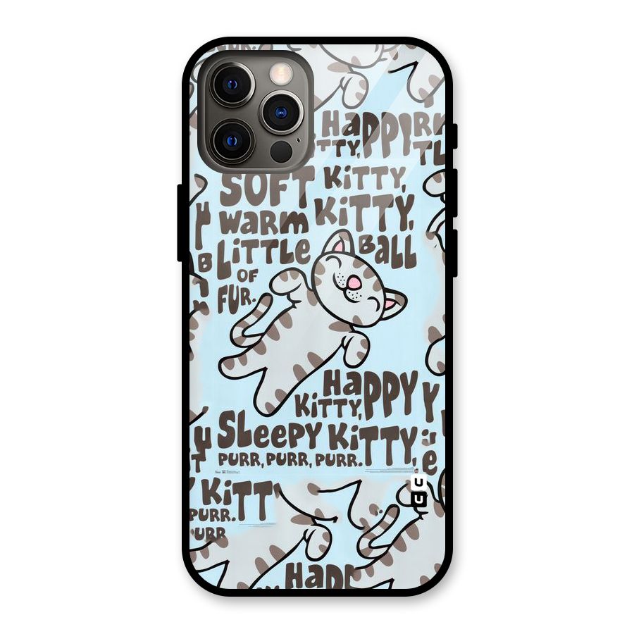 Kitty Pattern Glass Back Case for iPhone 12 Pro