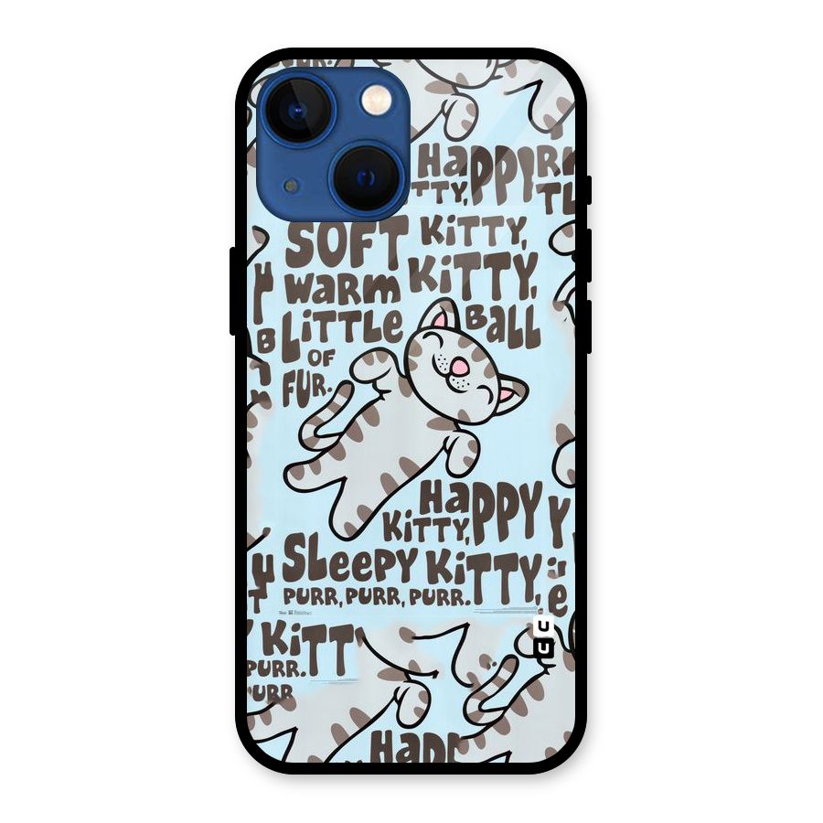 Kitty Pattern Glass Back Case for iPhone 13 Mini
