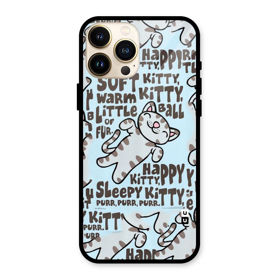 Kitty Pattern Glass Back Case for iPhone 13 Pro Max