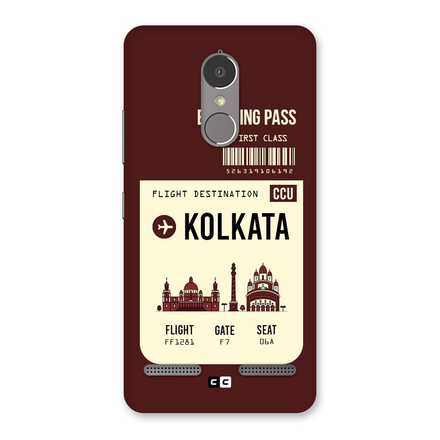 Kolkata Boarding Pass Back Case for Lenovo K6 Power