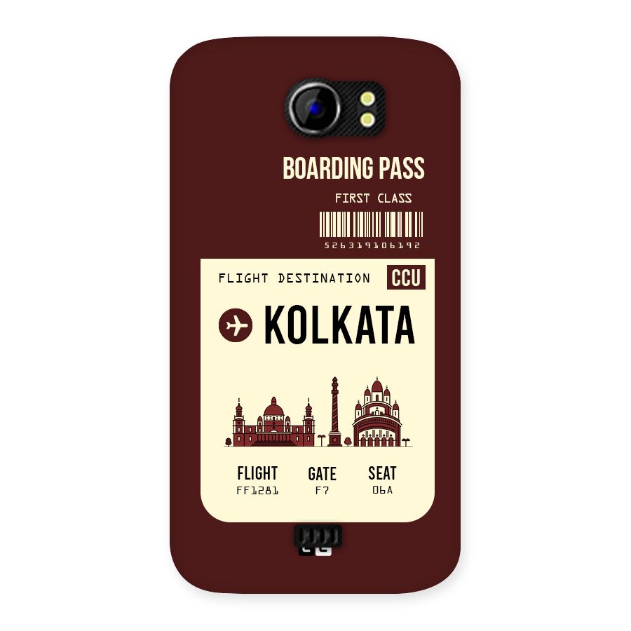 Kolkata Boarding Pass Back Case for Micromax Canvas 2 A110