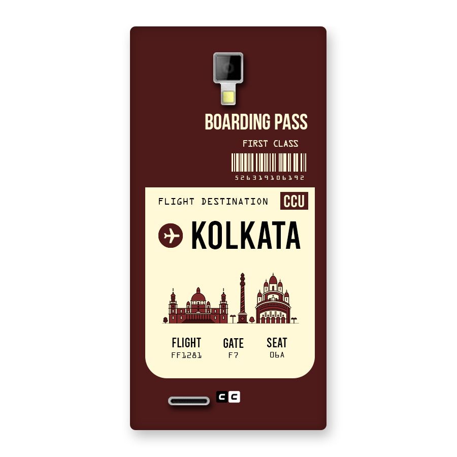Kolkata Boarding Pass Back Case for Micromax Canvas Xpress A99
