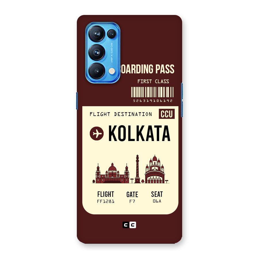 Kolkata Boarding Pass Back Case for Oppo Reno5 Pro 5G