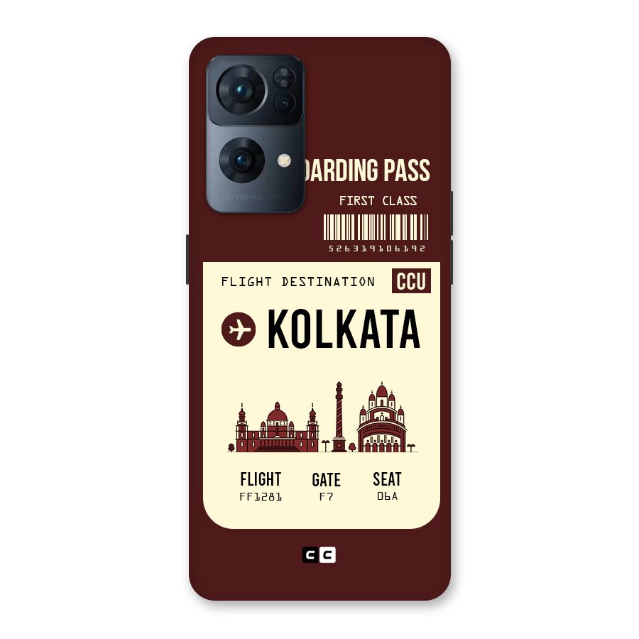Kolkata Boarding Pass Back Case for Oppo Reno7 Pro 5G