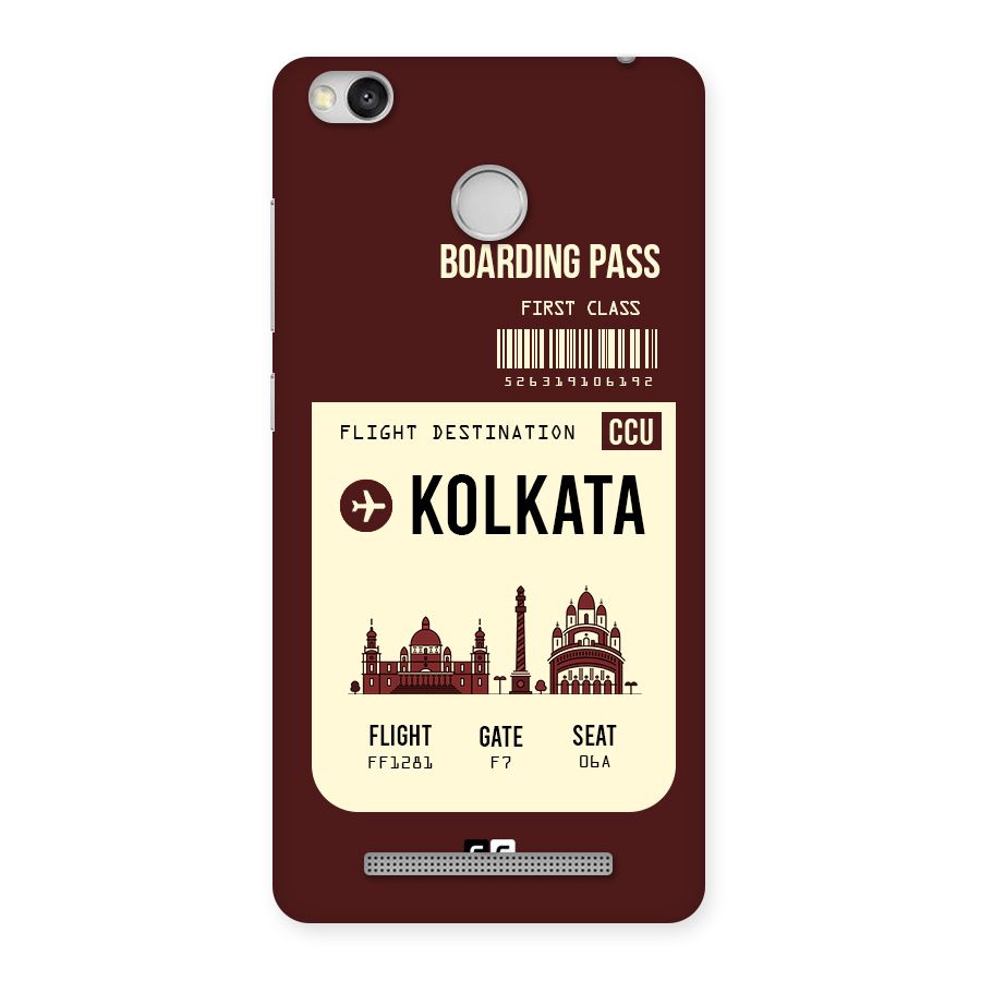 Kolkata Boarding Pass Back Case for Redmi 3S Prime
